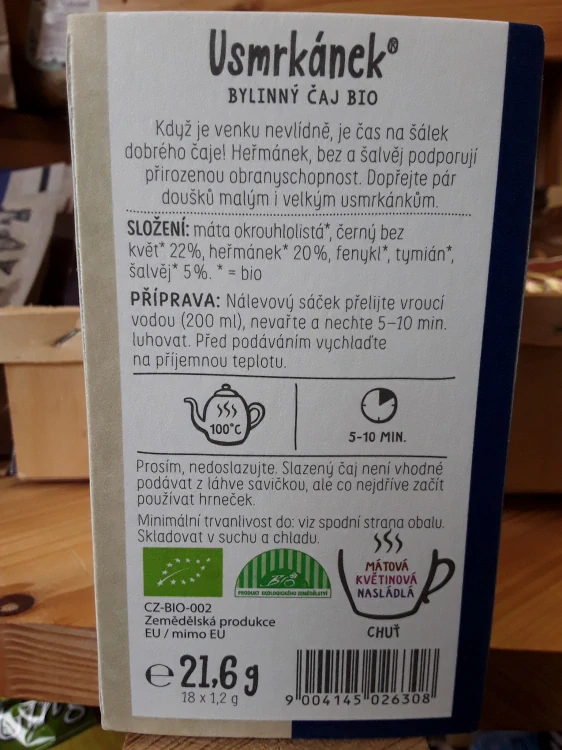 Usmrkánek bylinný čaj bio