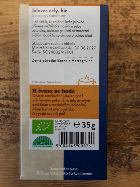 Jalovec celý, bio