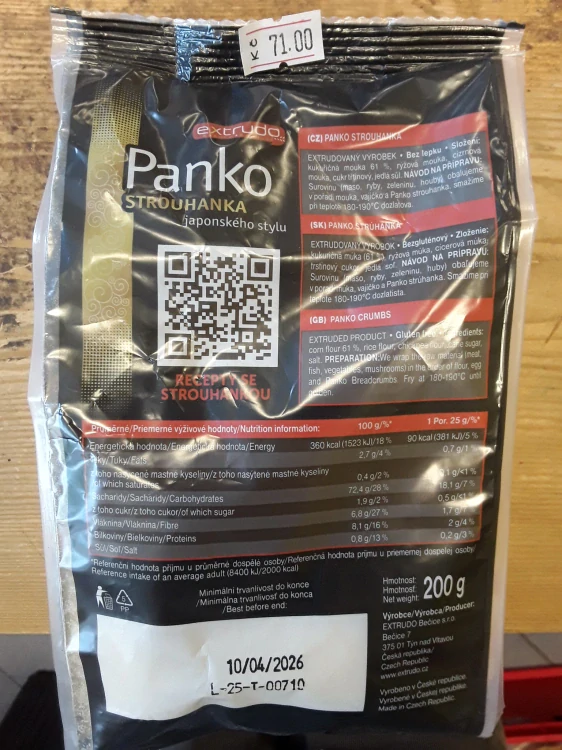 Panko strouhanka japonského stylu