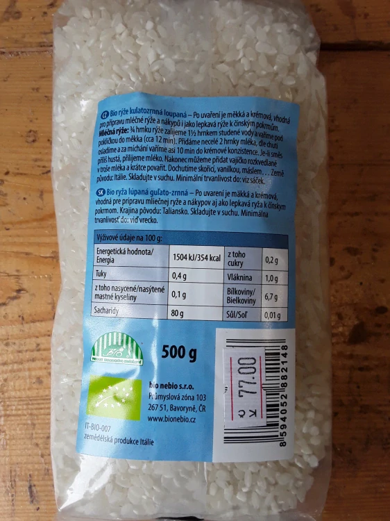 Bio rýže kulatozrnná loupaná