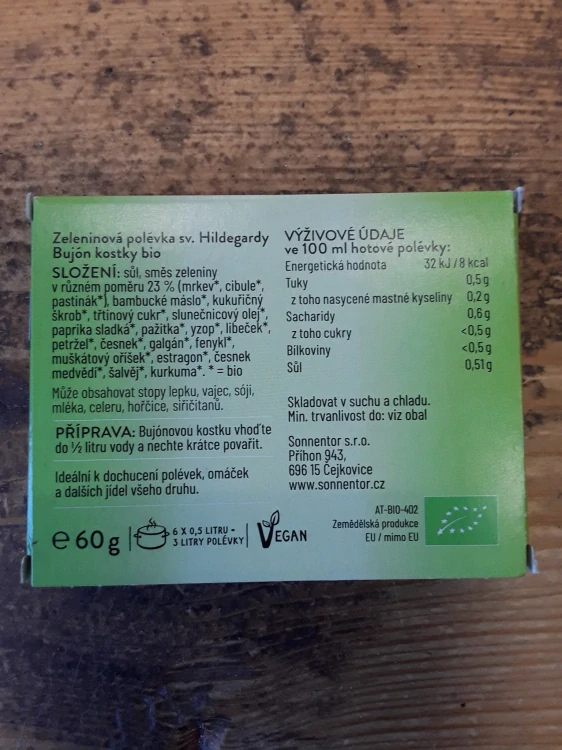 Zeleninová polévka sv. Hildegardy bujón kostky bio 