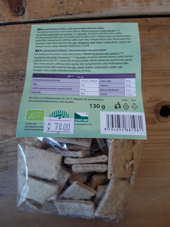 Parmezánové krekry bio