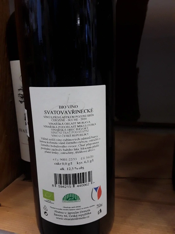 Bio víno Svatovavřinecké