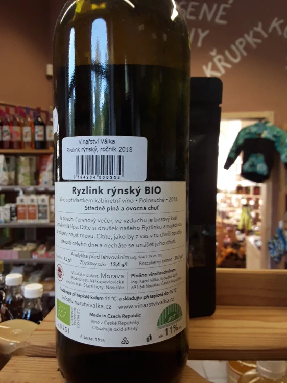 Ryzlink rýnský bio polosuché 2018