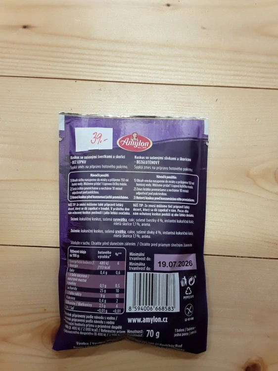 Kuskus se sušenými švestkami a skořicí - BEZ LEPKU