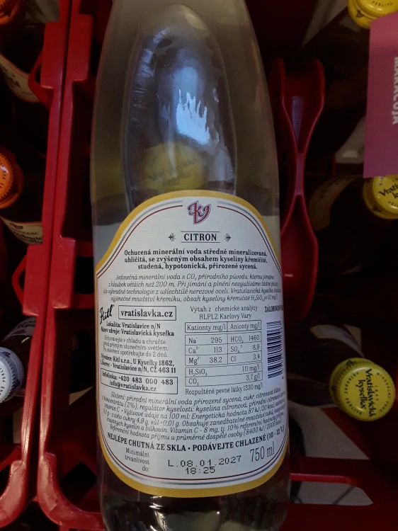 Vratislavická kyselka přírodně perlivá citron 
