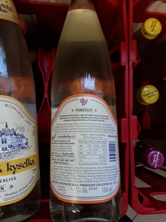 Vratislavická kyselka přírodně perlivá pomeranč 
