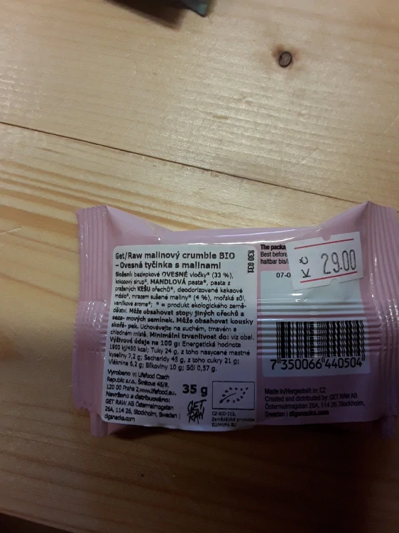 Ovesná tyčinka s malinami bio