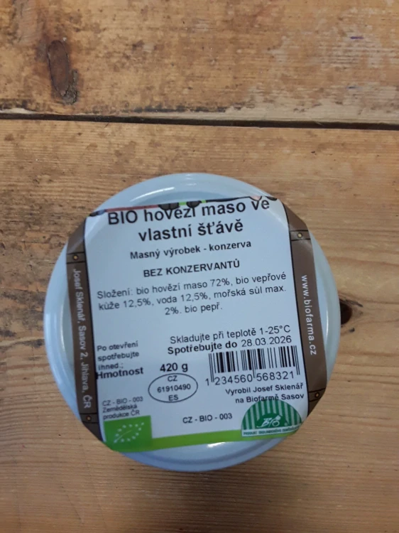 BIO hovězí maso ve vlastní šťávě