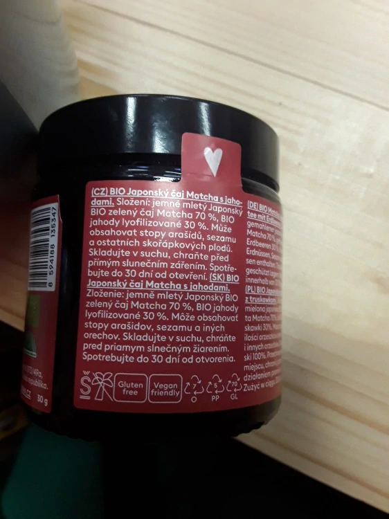 Bio japonský čaj matcha s jahodami