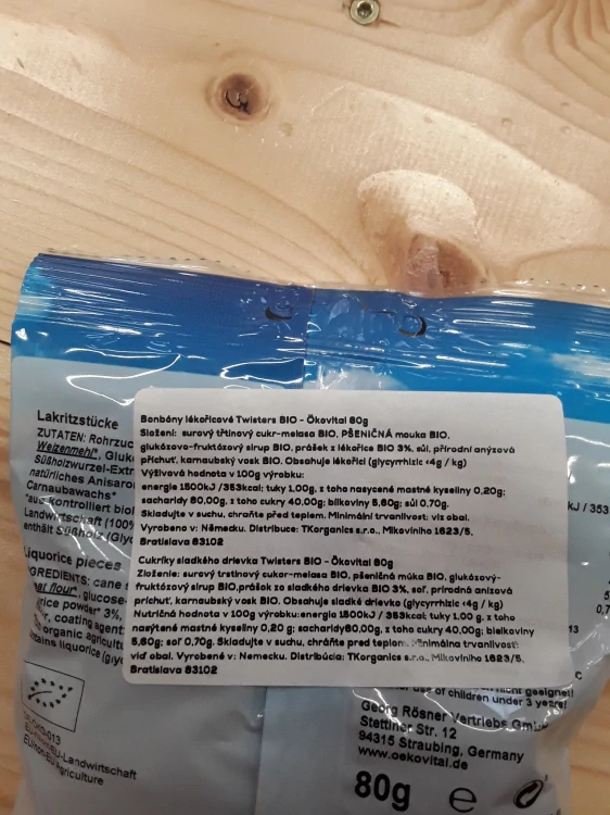 Bonbóny lékořicové bio