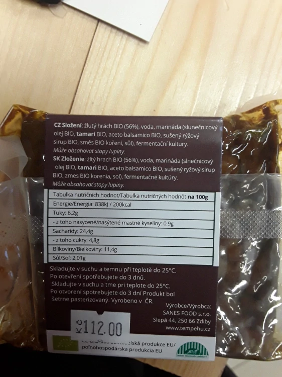 Tempeh hrachový bio marinovaný