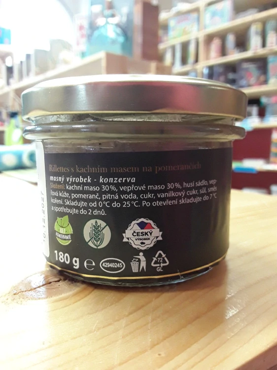 Rillettes s kachním masem na pomerančích