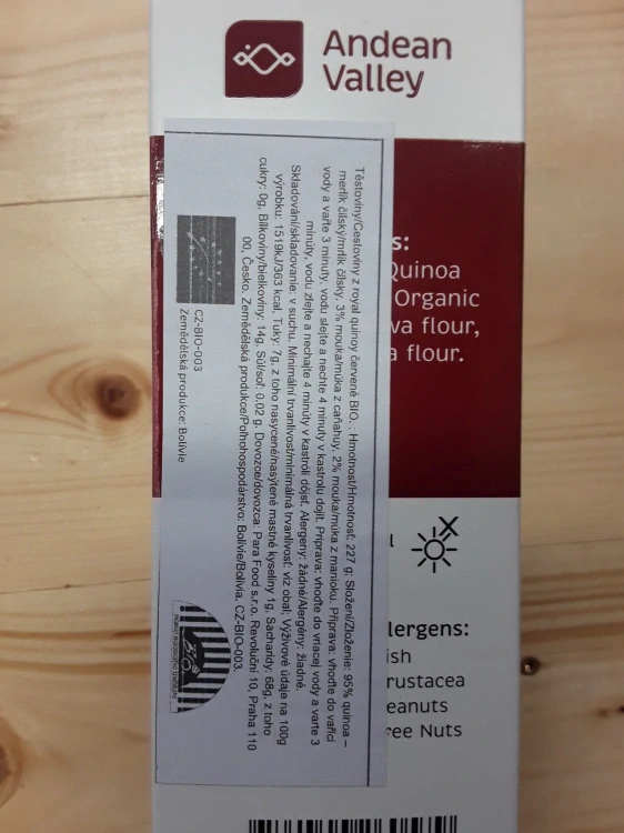Organic quinoa pasta