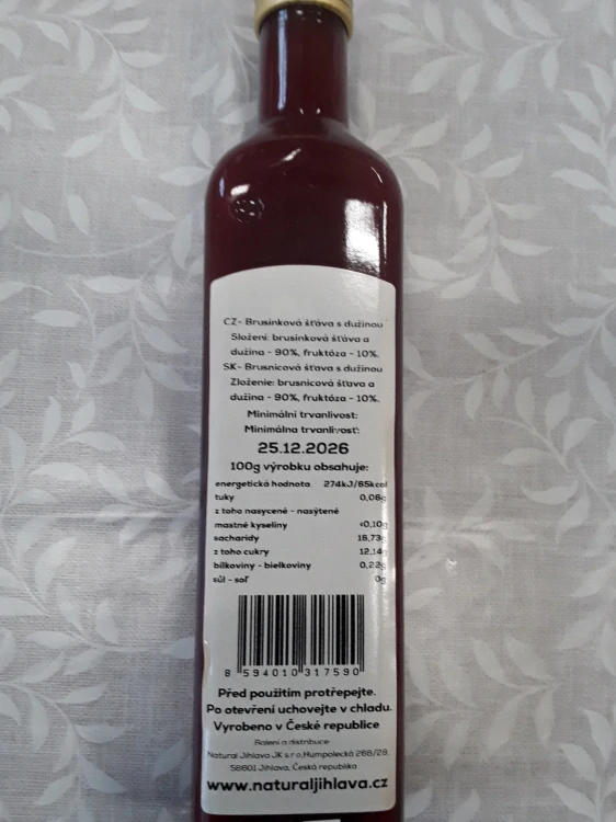 Brusinková šťáva s dužinou