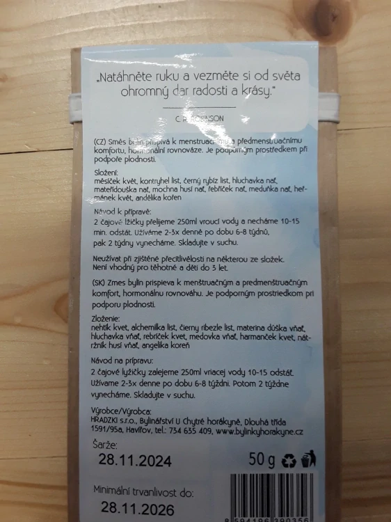 Ženské potíže bylinný čaj
