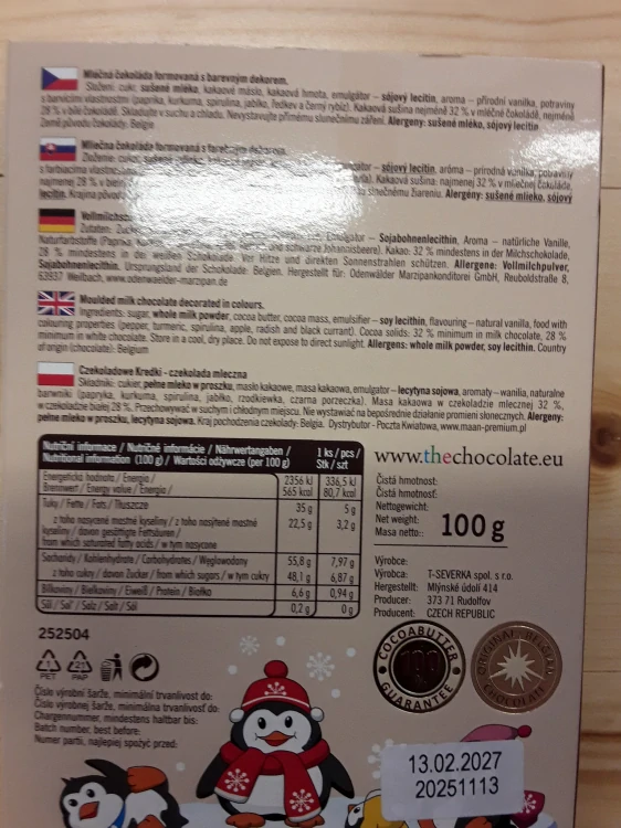 Mléčná čokoláda pastelky