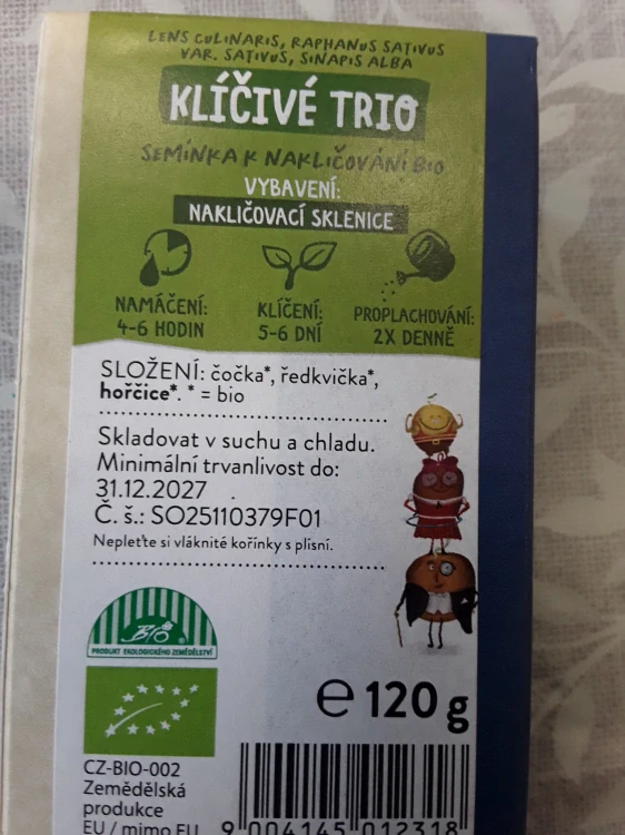 Klíčové Trio semínka k naklíčení bio