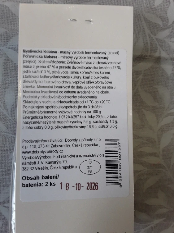 Myslivecká klobása