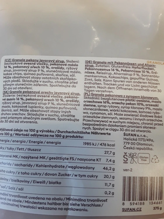 Granola pekanová s javorovým sirupem