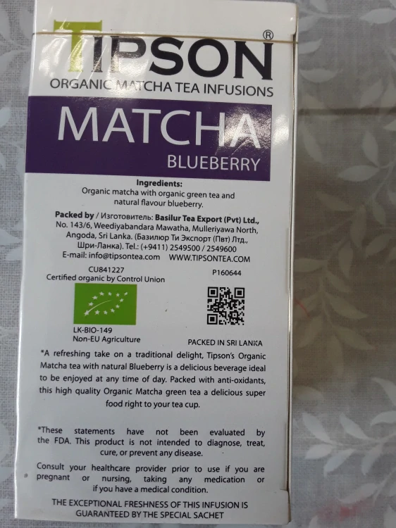 Bio čaj matcha borůvka