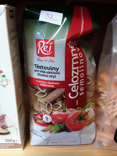 Těstoviny celozrnné semolinové