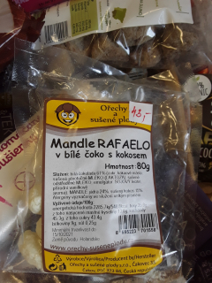 Mandle RAFAELO v bílé čoko s kokosem