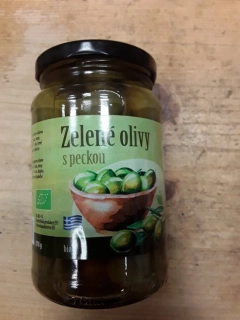 Bio zelené olivy s peckou vy slaném nálevu