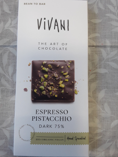 Hořká čokoláda espresso s pistáciemi bio